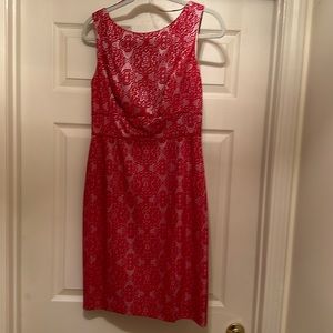 Red faux lace cocktail or work dress. Worn once or twice.